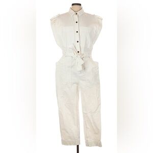 Banana Republic XS White Sleeveless  Button-Up Jumpsuit